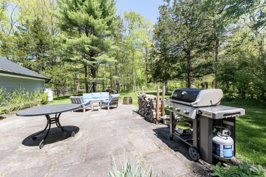 Weber grill on the stone patio